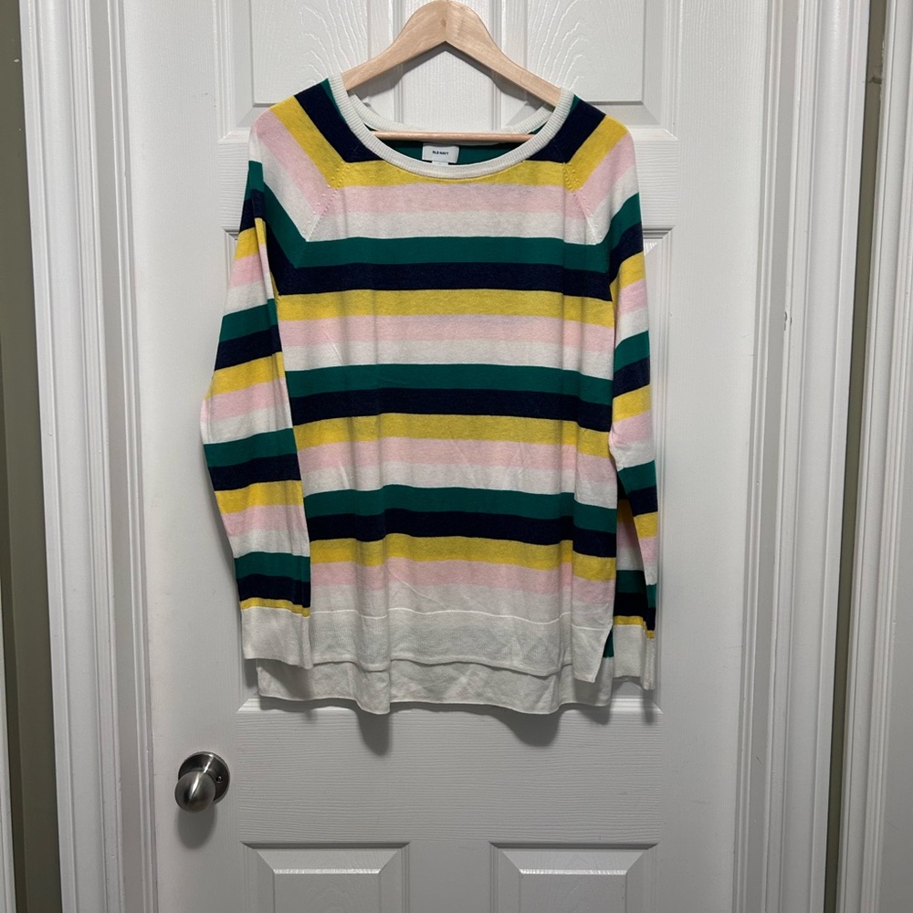 Old Navy , long sleeved, striped knitted sweater, size XL.
